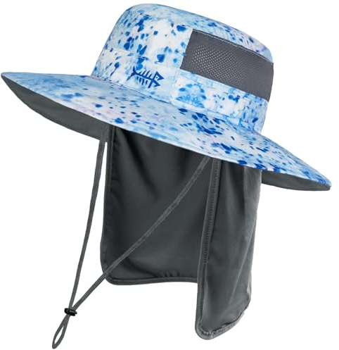 Bassdash Sonnenhut Fischerhut Bucket Hut UPF 50+ UV-Schutz Wasserdichter taktischer Angelhut mit breiter Krempe Einstellbare Größe mit Abnehmbarer Halsklappe für Männer und Frauen