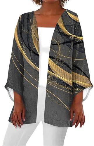 SCBFDI Coprispalle Donna Elegante, Maglioni Cardigan Per le Donne di Taglia Superiore Colorblock Giacche Drappeggiate Estate Leggero Aperto Davanti Holiday Casual Outwear, Spolverino Donna Elegante