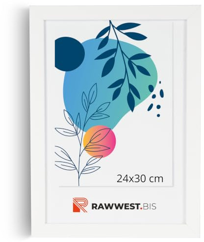 RAWWEST.BIS Bilderrahmen 24x30 cm MDF Holz Rahmen Posterrahmen Weiß | Fotorahmen mit Acrylglas, Holzrahmen aus Holzplatten für Bilder Poster Fotos Puzzle, Plakatrahmen zum Aufhängen & Aufstellen