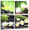 CHDITB 4 Stück,40 * 40cm,Zen Leinwand Wandkunst,Grüne Zen Bilder,Weiße Blumen und Schwarze Zen Steine Leinwandbilder,Asien Wellness Zen Wandbilder für SPA Yoga Zimmer Wohnzimmer Schlafimmer Küche