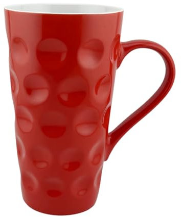 0,5 L Dubbetasse - Keramik Tasse groß, Jumbo-Tasse 500 ml | Pfalz Retro XL Kaffeebecher | Große Kaffeetasse (Rot)