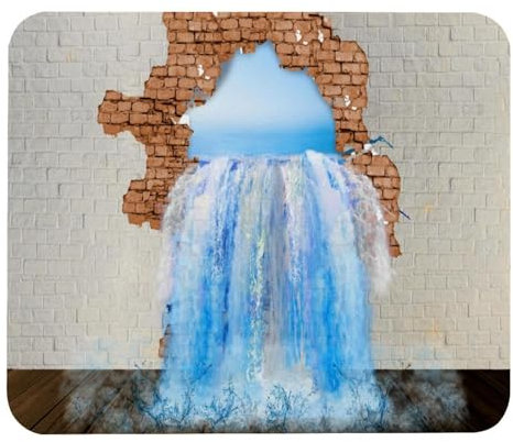 VAPOKF Gaming Mouse Pad, Ocean Water Flows Hole Wall Prints Mouse Mat for Desk Home Office, Non-Slip Rubber Base Keyboard Pad, Laptop Desk Pad Mousepad