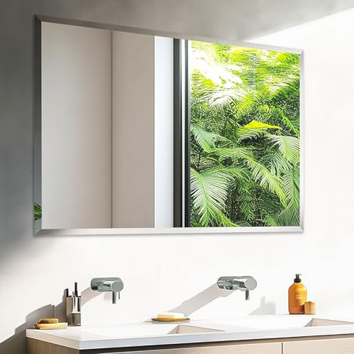 Artloge Spiegel Wand dekorative Flurspiegel 100×70 cm, Wohnzimmer Spiegel Rechteckig Dekospiegel Silber abgeschrägter Spiegel HD Hochwertiger Hängespiegel für Wohnzimmer Schlafzimmer Badezimmer