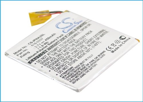 450mAh 1.67Wh Battery Replacement for Apple iPod Nano 3rd 4GB, iPod Nano 3rd 8GB, iPod Nano G3 4GB, iPod Nano G3 8GB Media Player fit Part No. 616-0311, 616-0333, 616-0337