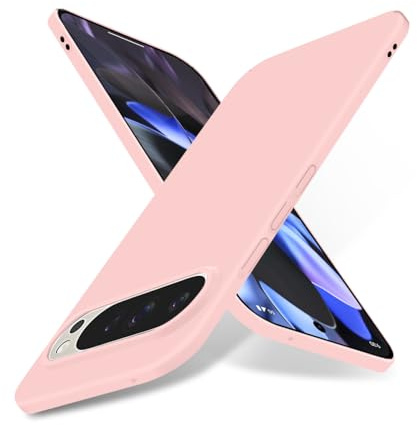 Puxssul Cover per Google Pixel 9/9 Pro, retro in PC rigido ultrasottile, custodia con protezione per fotocamera, custodia protettiva leggera per Pixel 9 Pro (Rosa)