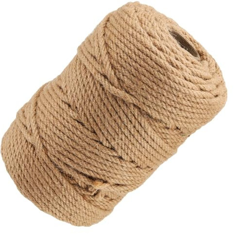 CHUIFAI 100 m x 6 mm - 4 brins de Corde de Jute tressée Naturelle - Corde de Jute tressée - pour travaux manuels, Emballage, Jardinage, décoration