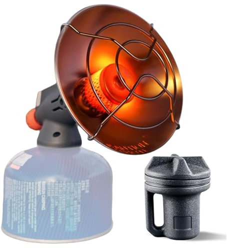 Chauffage à gaz portable, mini poêle de camping en plein air avec vanne de régulation de la puissance du feu, brûleur au butane avec boîte de rangement, pour camping randonnée pêche pique-nique A