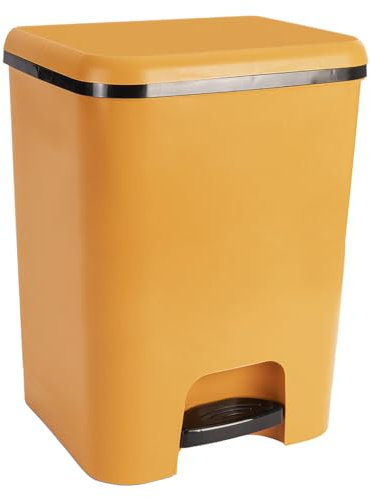 COM-FORT HOUSE Poubelle à pédale Capacité de 26 litres Poubelle de recyclage Couleur moutarde Nettoyage facile