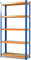 KARAT Schwerlastregale für Garage, Keller, Werkstatt - Steckregal - Weitspannregal - Lagerregal - Kellerregal - Eckregal - Reifenregal - Gitterregal (Blau/Orange, 220 x 90 x 60 cm)
