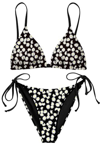 Nadeer Femme Maillots de Bain Deux Pièces Sexy Bikini Imprimé Floral Swimwear Triangle Halter Top et de Plage Taille Basse Bas de Bikini