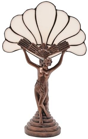 Widdop and Co Juliana - Jugendstil Figur Blumenlampe - Bronze weibliche Figur Tischlampe für Wohnzimmer, Esszimmer oder Schlafzimmer - H 40 cm x B 25 cm