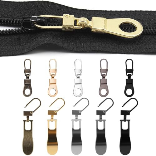 GGUFAY Cursore Cerniera Metallo, Cursore Cerniera Ricambio, Ganci Per Cerniera Lampo Per Metallo, Gancio Di Ricambio Per Valigie, Cappotti, Riparazione, 10 Pezzi