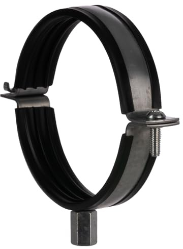 TURvent 100mm Pipe Clamp with Rubber Gasket - 4 Inch Galvanised Steel Duct Hanger with M8/M10 Thread - Mounting Bracket for HVAC Ducting
