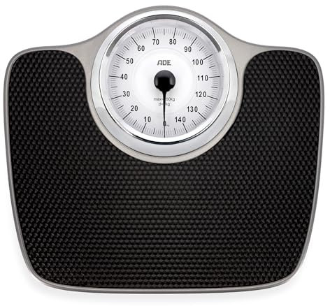 ADE Personenwaage analog bis 150 kg | mechanische Körperwaage mit großer rutschfester Wiegefläche | extra große Vollsichtskala