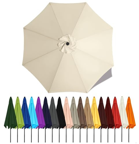 Auvent De Remplacement Pour Parasol De Terrasse 2m 2.3m 2.5m 2.7m 2.8m 3m 3.5m 4m 6/8 Baleines, Toile De Parasol Pour Cour Jardin Plage, Protection UV Housse De Rechange(Cream white,2.7m - 6Ribs)