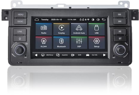MAVYULQEF Linux Autoradio für BMW E46 3 Series 1999-2005 Blitzstart/Bluetooth/Wireless CarPlay/Android Auto/FM/AM/RDS/USB