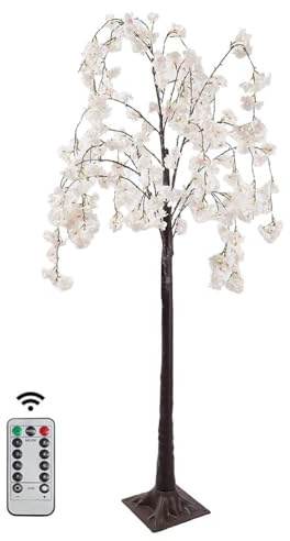 AoLa Beleuchteter Kirschblütenbaum 150cm mit 300 LEDs Warmweiß Lichtern Sakura Baum 8 Lichtmodi mit Fernbedienung und USB Stecker japanische Kirschblüten Pink Flower Faux Tree Lichter,1.5M