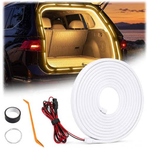 4M Kofferraum Lichtstreifen,Kofferraum Beleuchtung Led Band,Kofferraum LED Streifen,Auto-Innenraumbeleuchtung,Automatischer Sensor Tail Box LED Strip Lights für Auto Kofferraum Dekoration