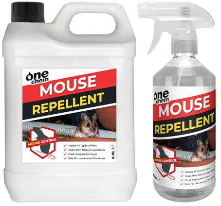 One Chem Mouse Repellent Spray, 2.5L + 500ml, Peppermint Scent, Anti-Rodent Solution for Home, Garden, Loft, Garage, Indoor and Outdoor Use