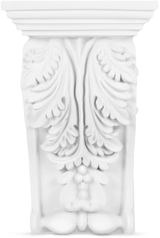 Artibetter Console Décorative en Pu Blanc Légère Style Européen Classique pour Décoration Salon et Bureau Moulure Angle Sculptée et Tête de Pilastre Élégante