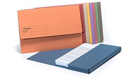 Exacompta Guildhall Document Wallets, 285gsm, Foolscap - Assorted Colours, Pack of 50