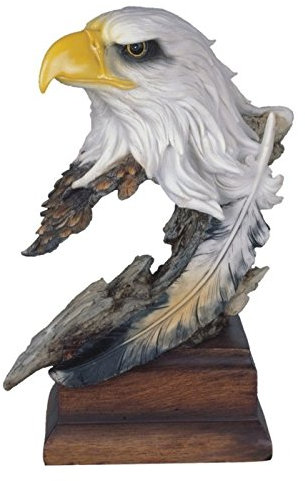 StealStreet ss-g-54153 Bald Eagle Head & Büste Statue mit Feder auf Holz Boden, 30,5 cm