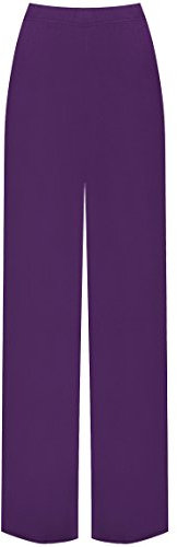 WearAll Ladies Palazzo Wide Leg Flared Elasticated Stretch Plus Size Plain Trousers Purple 16/18