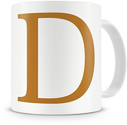 givagift Letter “D” Mug – Letter D Mug, D Letter Mug, D Mug – Mug Gift/Present – Choice Of Colours – Modern/Cool/Trendy Style Mug (Gold)