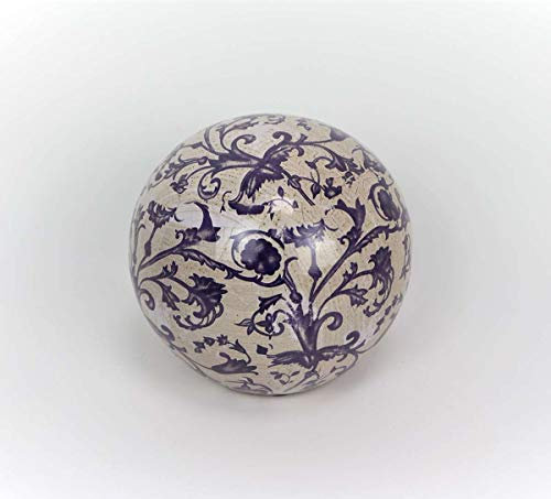linoows Rosenkugel, Landhaus Gartenkugel Barockmuster, Keramik Kugel, 12 cm