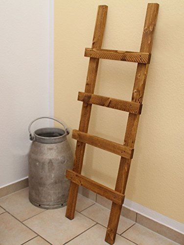 Dekoleiter Handtuchhalter, Vintage, Shabby chic Holz 118 x 39 x 5 cm, Hellbraun