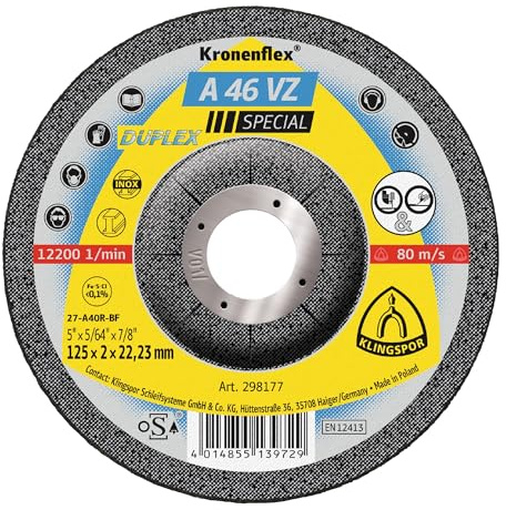 Klingspor 298176 A 46 VZ, Dünne Trennscheibe & Mahlscheibe, Verpackungseinheit 25, 115X2X22,23, 25