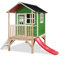 EXIT Toys Loft 300 Holzspielhaus für Draußen mit Rutsche - Gartenhaus aus Holz für Kinder mit wasserdichtem Dach - Einfache Montage - 100% FSC Zedernholz - 269x190x215cm - Grün