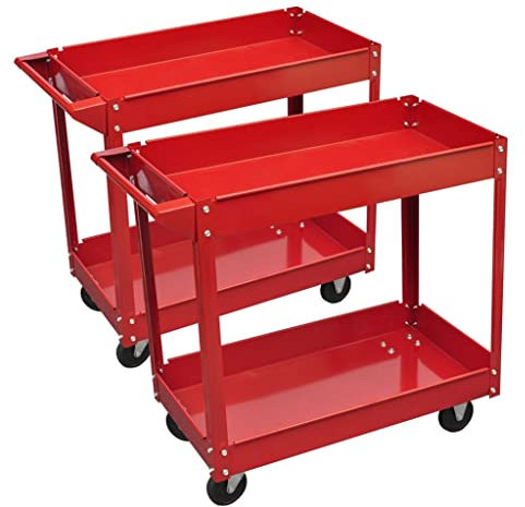 vidaXL 2X Werkstattwagen 2 Fächer 100kg Werkzeugwagen Rollwagen Montagewagen
