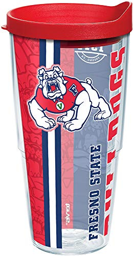 Tervis 1229922 Fresno State Bulldogs College Pride Tumbler with Wrap and Red Lid, Tritan, Clear
