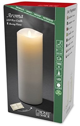 Konstsmide LED Duftkerze, weiß, flackernd, mit Lavendel-Duftpad, Ø 9 cm, Höhe: 23 cm, 6h Timer, 1 warm weiße Diode, batteriebetrieben, Innen, 2 x D 1.5V (exkl.) - 1862-100