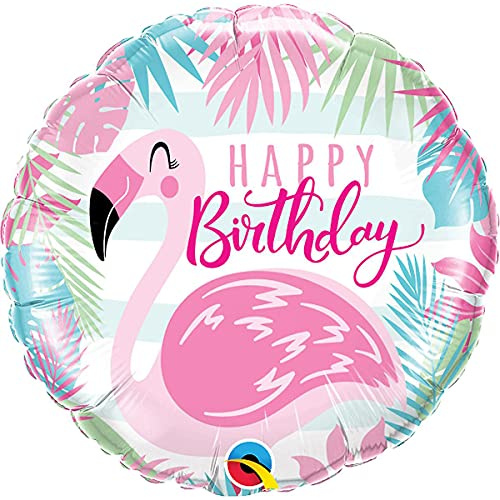 Qualatex 18 Zoll Rund Folie Geburtstag Rosa Flamingo Luftballon