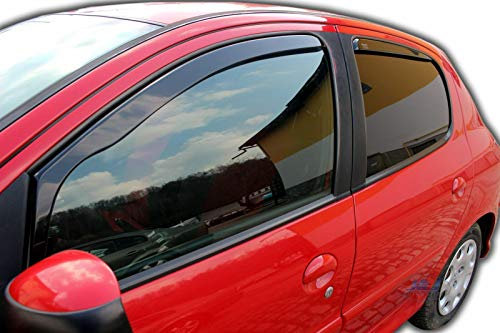 J&J AUTOMOTIVE | Windabweiser Passend Für 206 1998-2005 5-Türer Fließheck, Heko Regenabweiser, Getönt, Set 4-Teilig, Vorne, Hinten, Aerodynamisch