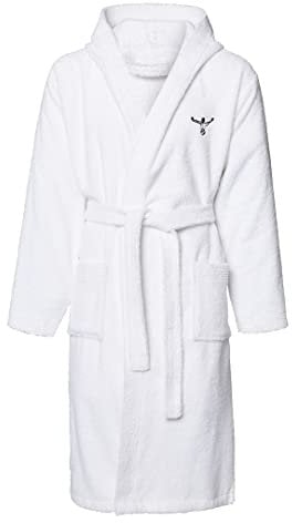 Chiemsee Unisex Bademantel mit Kapuze 100% Baumwolle Weiss, Bekleidungsgröße:L