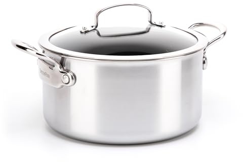 GreenPan Barcelona Evershine Tri-Ply Stainless Steel Healthy Diamond Reinforced Ceramic Non-Stick 20 cm/3.1 Litre Casserole with Glass Lid, PFAS-Free, Multi Clad, Induction, Oven Safe, Silver