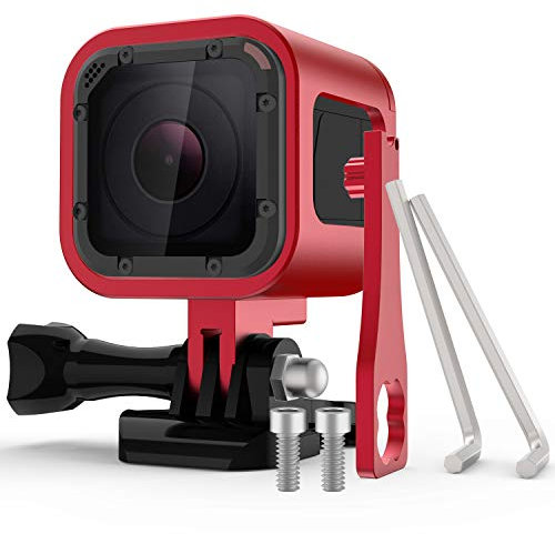 Nechkitter Boîtier de boîtier en aluminium pour GoPro Hero 5 Session/4 Session/Hero Session, boîtier de protection solide en alliage d'aluminium CNC avec clé - Rouge