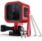 Nechkitter Boîtier de boîtier en aluminium pour GoPro Hero 5 Session/4 Session/Hero Session, boîtier de protection solide en alliage d'aluminium CNC avec clé - Rouge