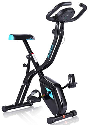 Profun Heimtrainer, zusammenklappbar, mit Rückenlehne Xbike mit App, LCD-Display, 10 Ebenen, verstellbar, für Training zu Hause (Typ 2, schwarz, ohne Rückenlehne)