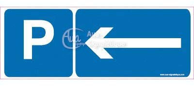 AUA SIGNALETIQUE - Panneau Parking Direction Gauche-B - 200x75 mm, PVC 1.5mm