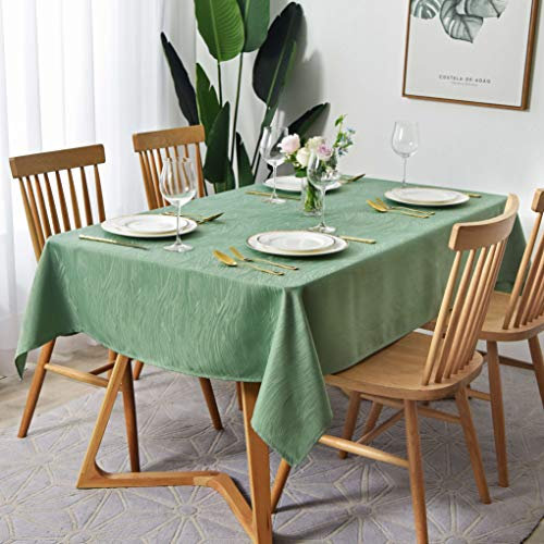 maxmill Jacquard-Tischdecke mit Wirbelmuster, auslaufsicher, knitterfrei, ölabweisend, schwer, weiche Tischdecke für Küche, Esszimmer, Tisch, Outdoor, Picknick, rechteckig, 132 x 178 cm, Salbeigrün