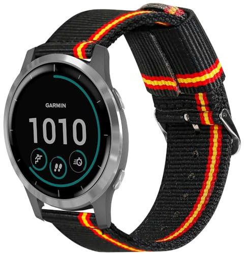 ESTUYOYA Correa de Reloj España Compatible con Garmin Vivoactive 4/Forerunner 255/265/Venu 3/Venu 2, Pulsera 22mm de Nylon colores Bandera de Española Lineblack