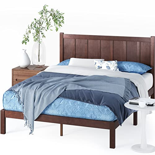 ZINUS Adrian 31 cm Solid Wood Bed With Headboard | Foundation for Adults, Kids, Teenagers | Slat Support | Easy Assembly | Super King | Rustic Style
