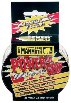 Everbuild Pack of 3 12mm x 2.5m Mammoth Tape Powerful Grip Mounting Tape Double sided