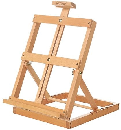 MEEDEN Robuste Tischstaffelei aus massivem Buchenholz, höhenverstellbar, für Künstler, Anfänger und Jugendliche, für Leinwandkunst bis zu 58,4 cm hoch