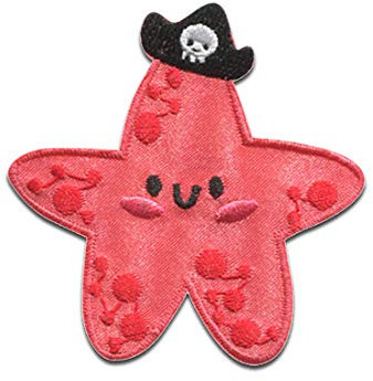 Catch the Patch Seestern Hut Piraten Tiere - (Größe: 5,6 x 6 cm) – Aufbügler & Applikationen in verschiedenen Größen – Ideal für Kleidung, Schulranzen, Jeans & Rucksäcke