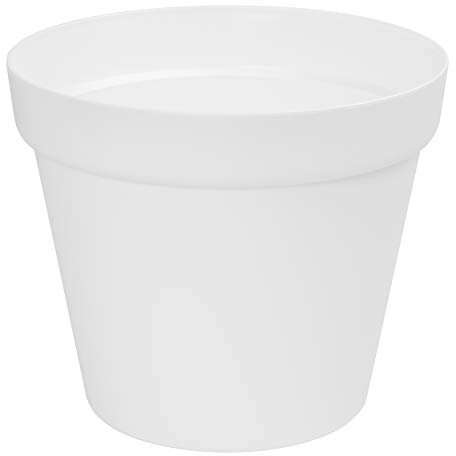 Prosperplast Pot de Fleurs Rond en Plastique pour Rebord de fenêtre Blanc Diamètre 45 cm
